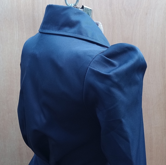 Vintage 1990's/00's Navy Blue Cinched Waist Rain Jacket Size Small - Picture 5 of 11